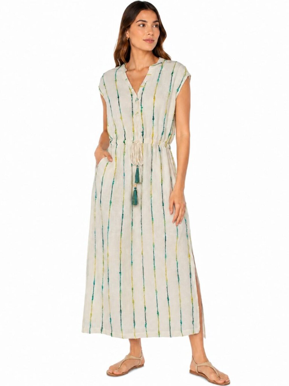 Liverpool Los Angeles Green Ombre Stripe Maxi Dress | NWT | Size M